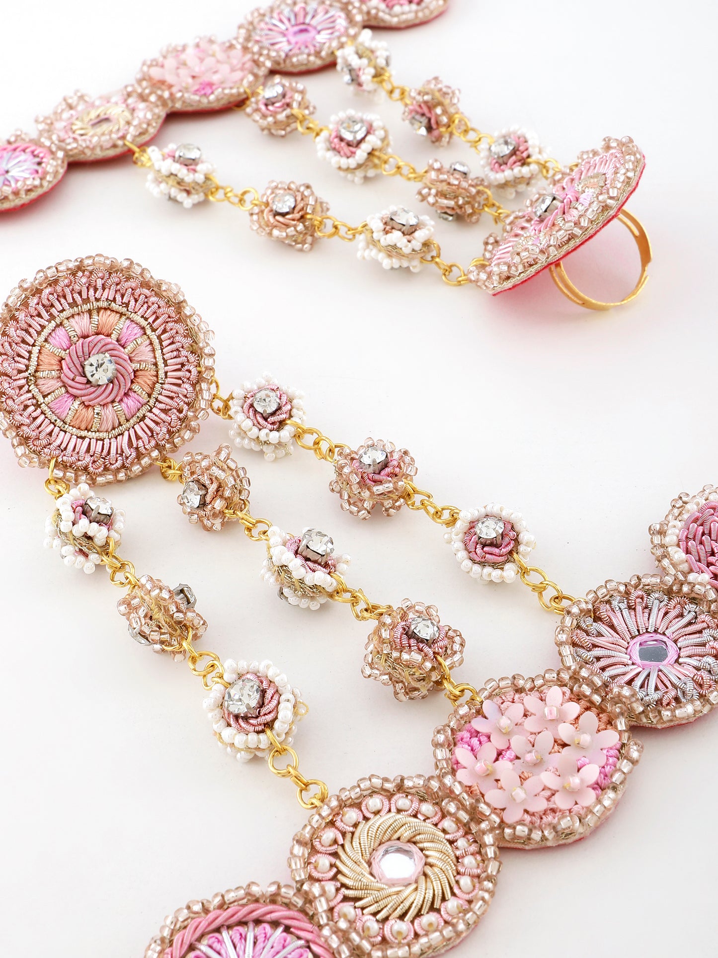 Khoobsurat Pink (Earrings, Mangtikka, Necklace & Pair Of Hathphool Set)
