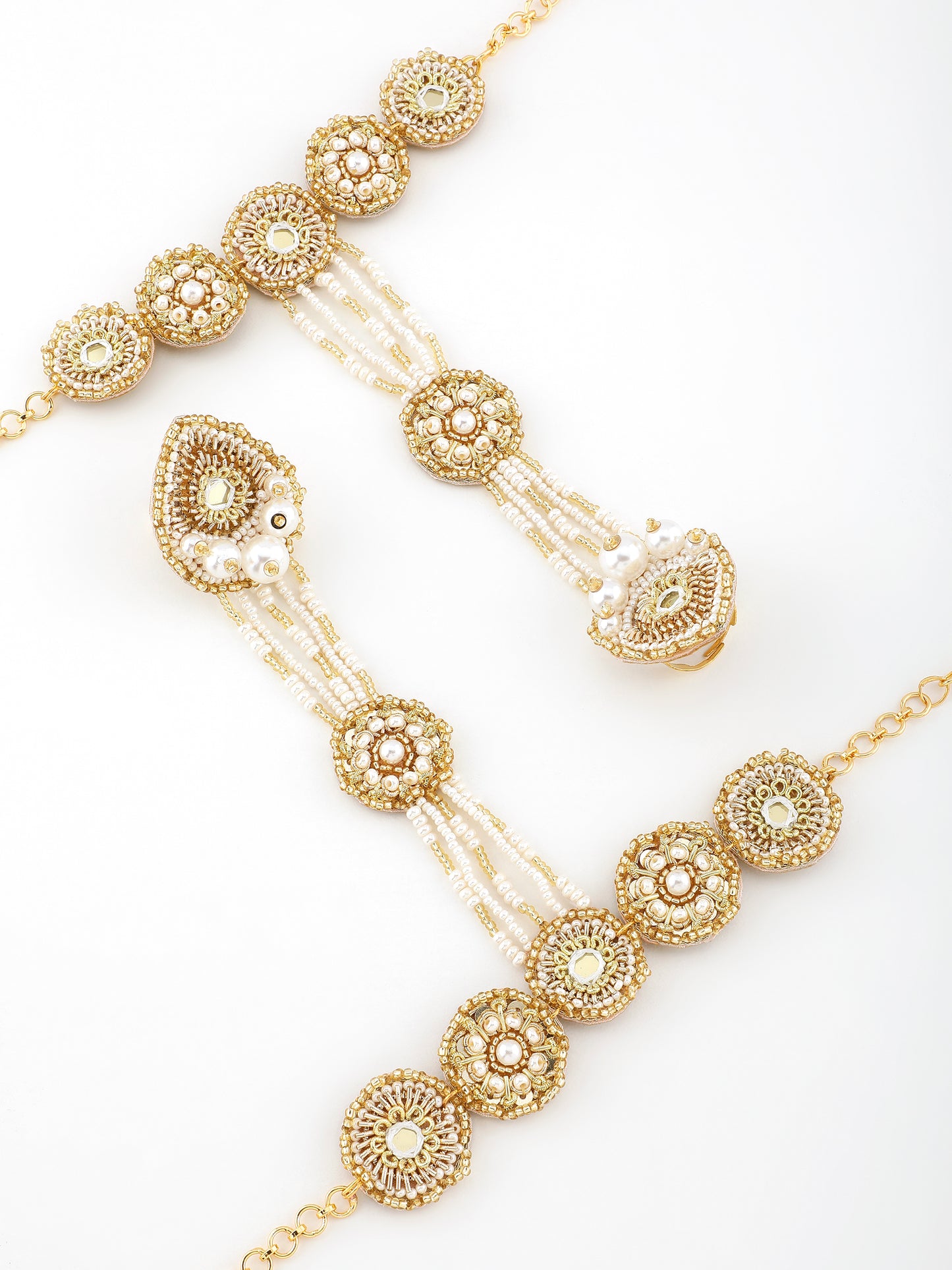 Aarzoo (Earrings, Mathapatti, Neckpiece & Set Of Haathphool Set)
