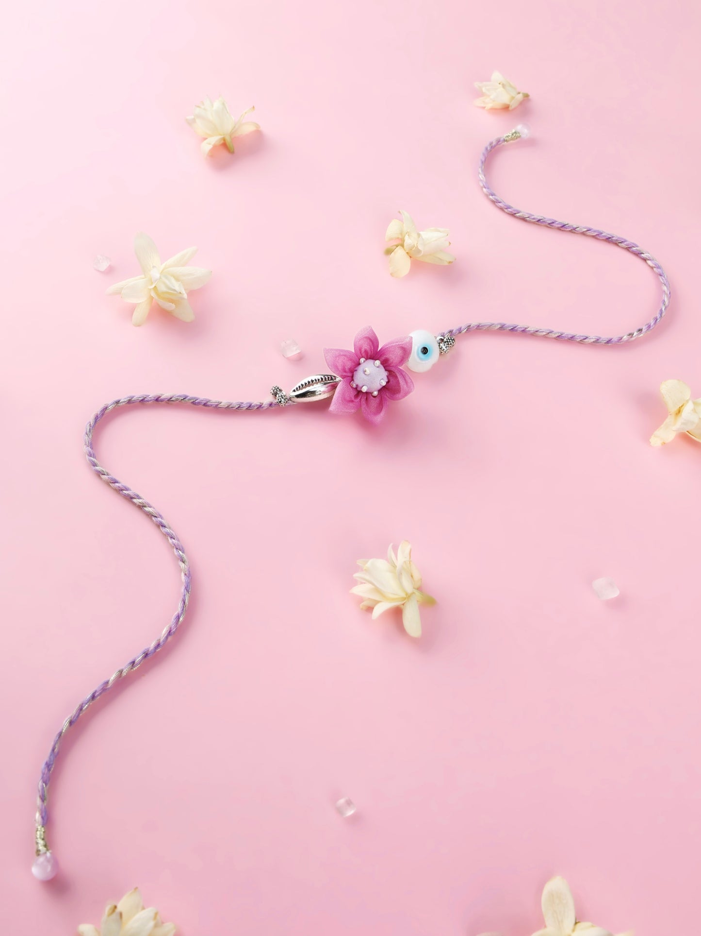 Handmade Floral Evil Eye Brother Rakhi - Lilac for Raksha Bandhan gifting