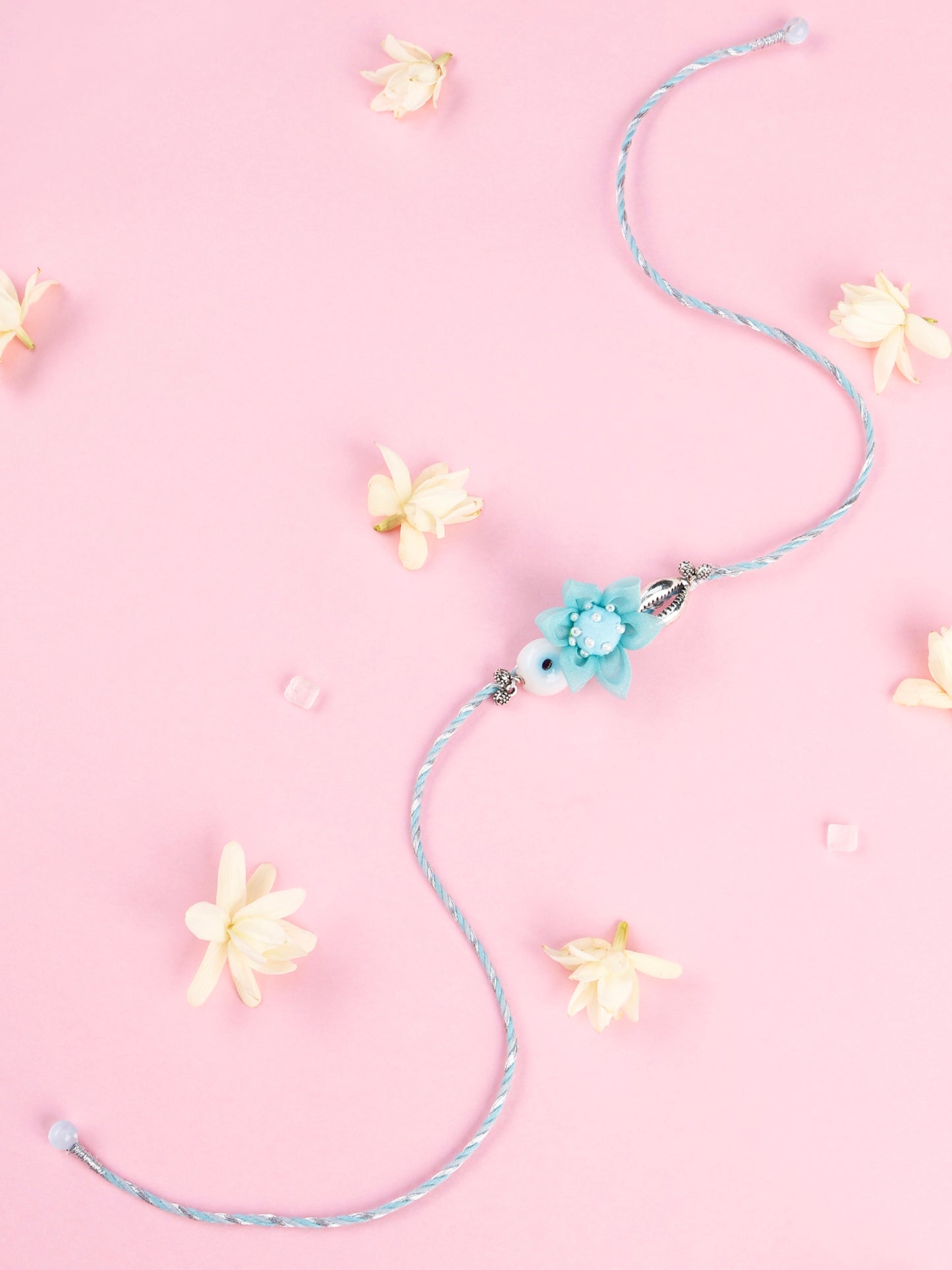 Handmade Floral Evil Eye Brother Rakhi - Blue for Raksha Bandhan gifting