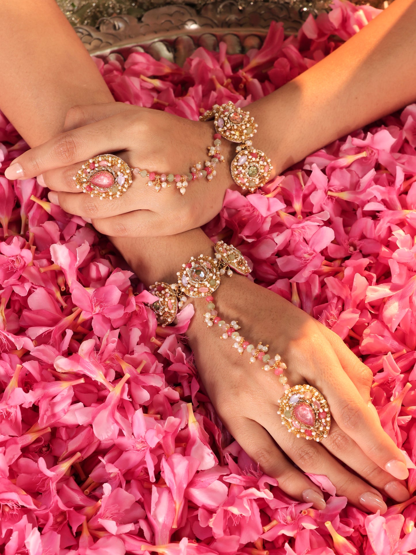 Dream Girl (Drop Earrings, Mathapatti, Necklace & Pair of Hathphool Set)