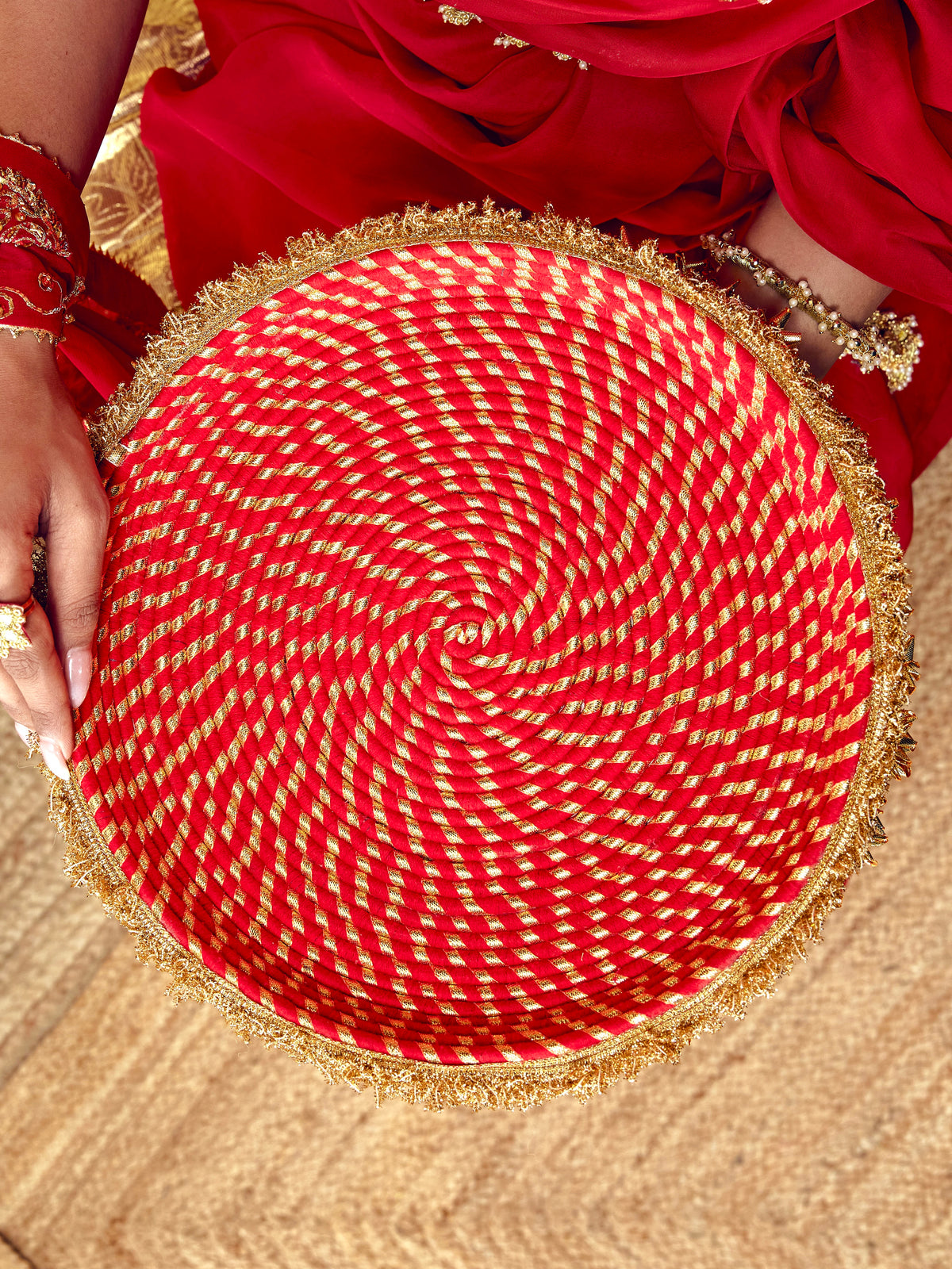 Kumkum Karwa Chauth Thali - Red (Without Latkan)