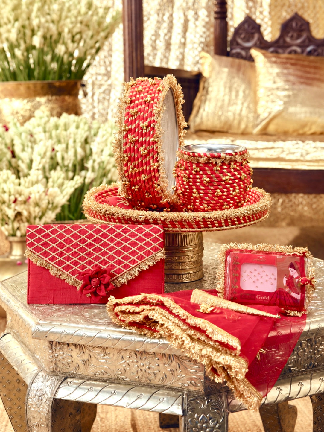 Kumkum Karwa Chauth Thali - Red (Without Latkan)