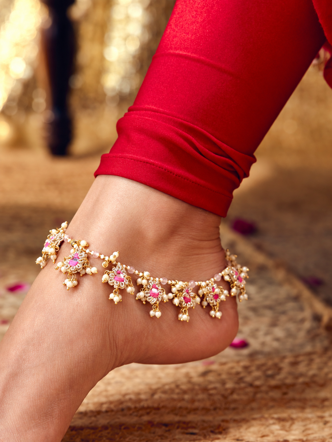 Jhilmil Pair of Payal - Rani Pink