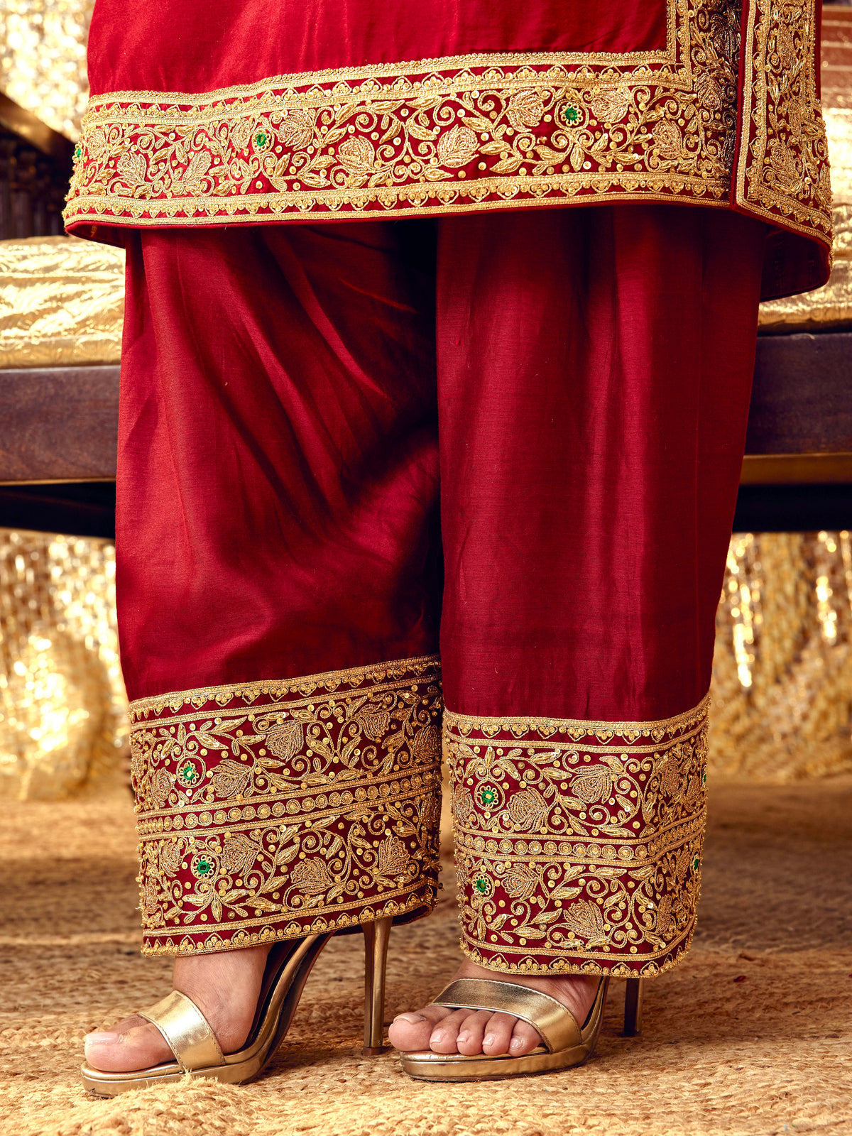 Tota Maina Farshi Salwar Set - Maroon