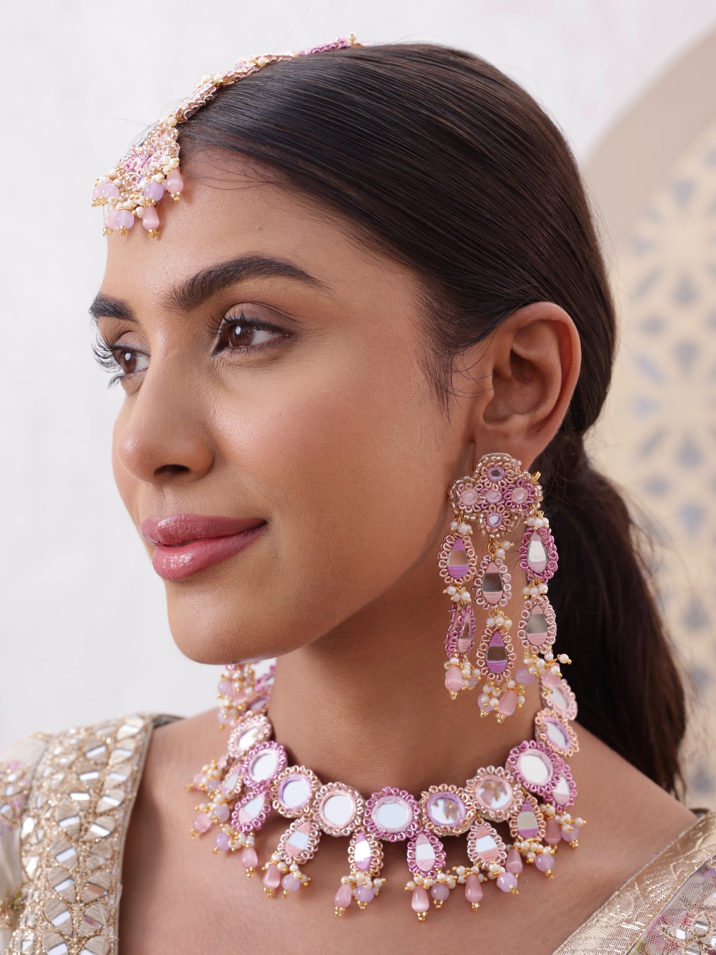Ishq Lilac 2 Tier Earrings
