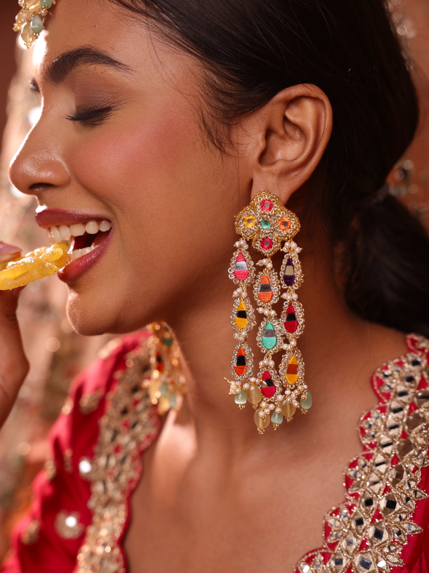 Ishq Multi 3 Tier Earrings