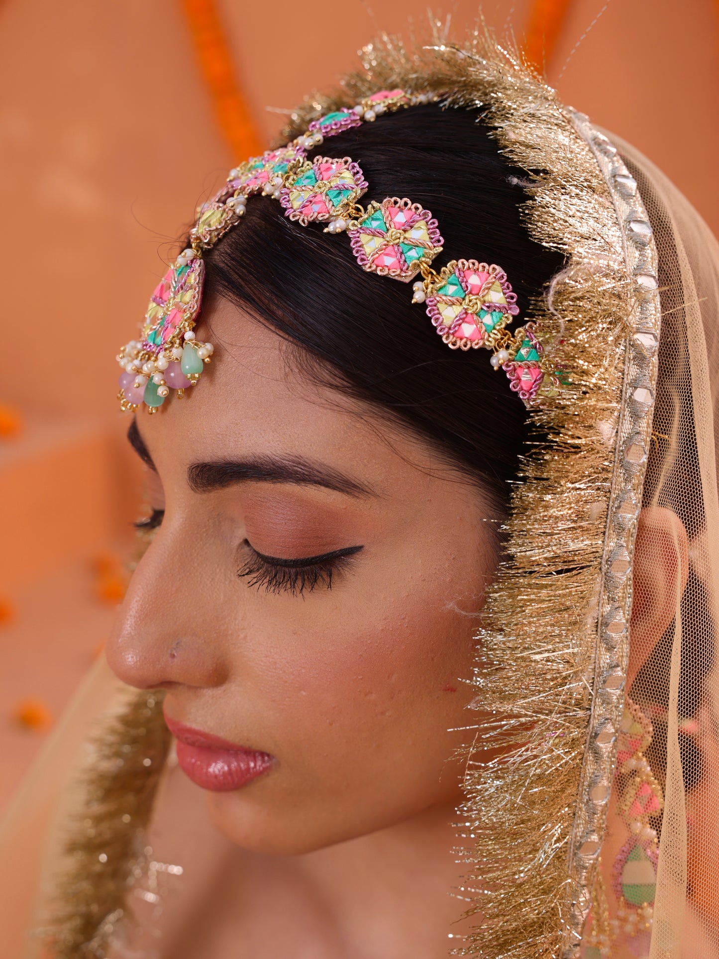 Masakali (Earrings, Mathapatti, Sleek Necklace & Pair of Hathphool Set)