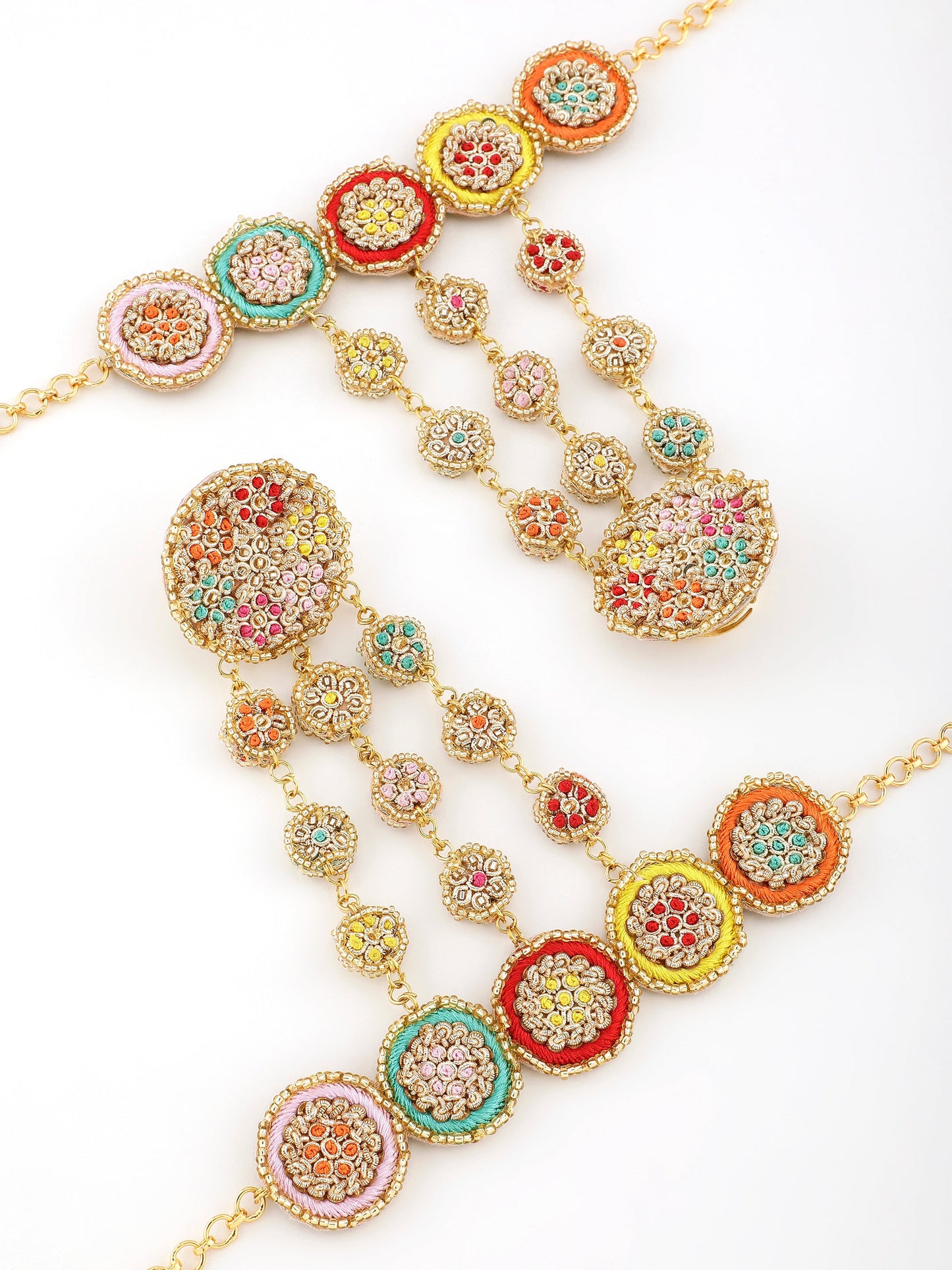 Ramya (Earrings, Mathapatti, Sleek Necklace & Pair of Hathphool Set)