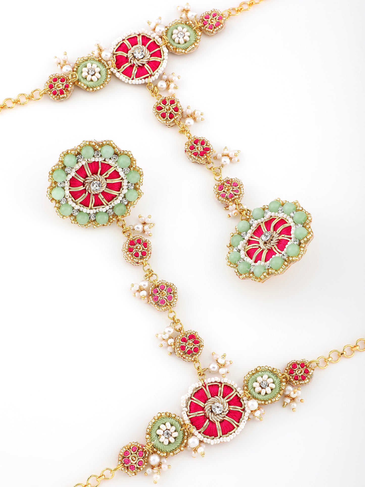 Saanjh (Earrings, Mathapatti, Necklace & Pair Of Haathphool Set)