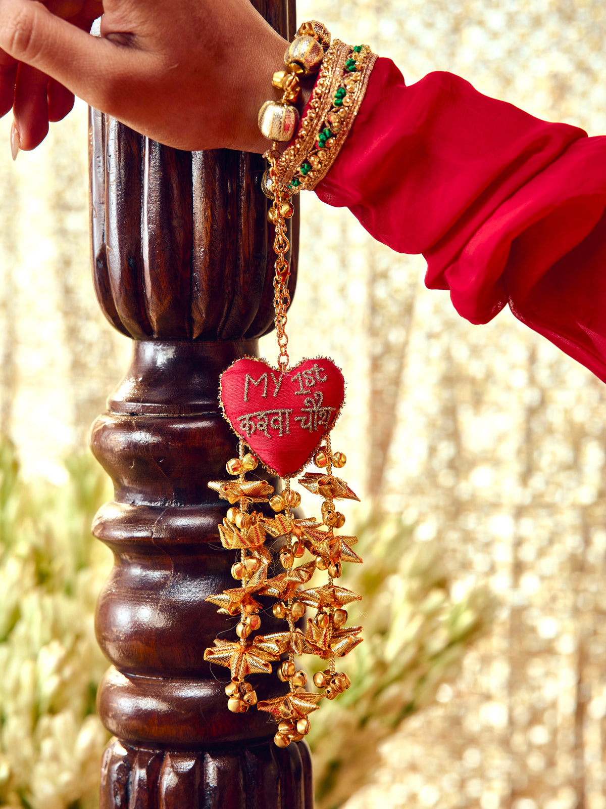 My First Karwa Chauth Red Gota Bracelet (Single Hand)