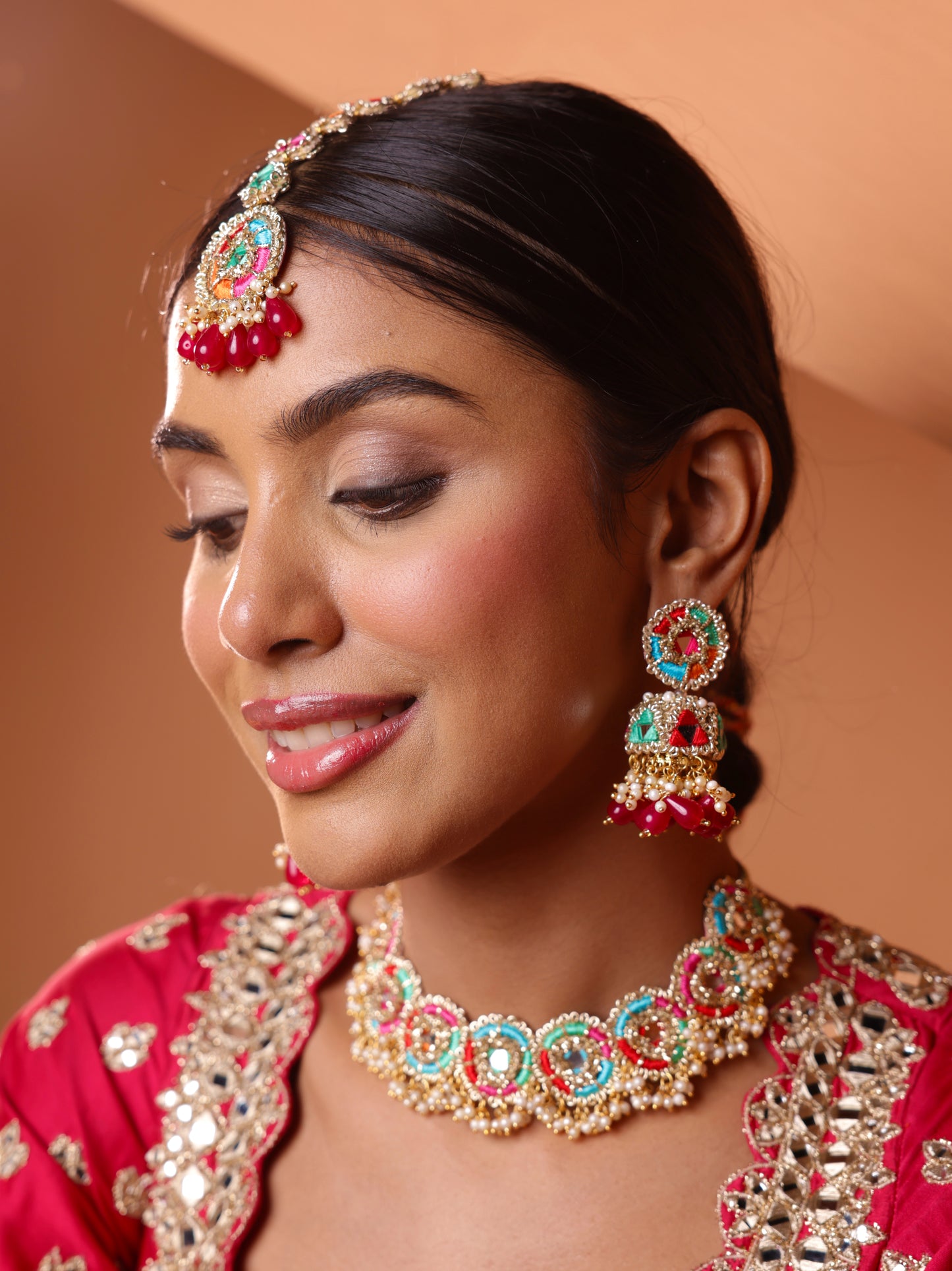 Phulkari Jhumki Earrings