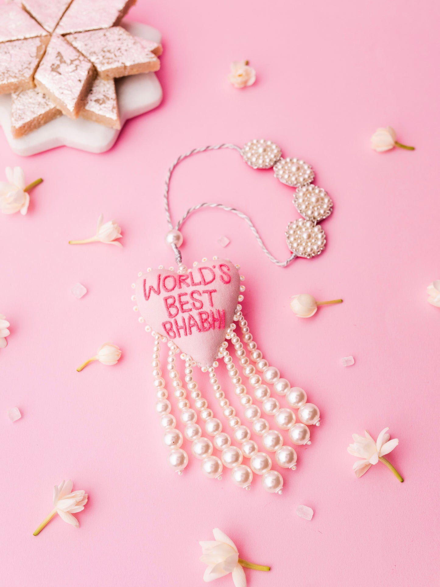 Decorative world's best bhabhi lumba with pearl detail
