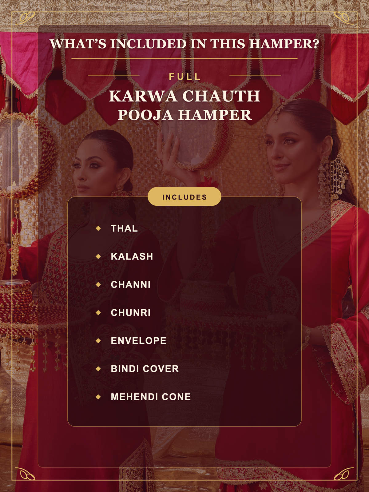Kumkum Essential Karwa Chauth Full Pooja Hamper - Red