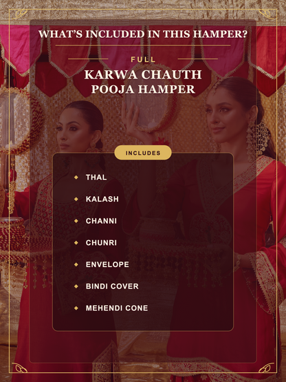 Kumkum Essential Karwa Chauth Full Pooja Hamper - Red