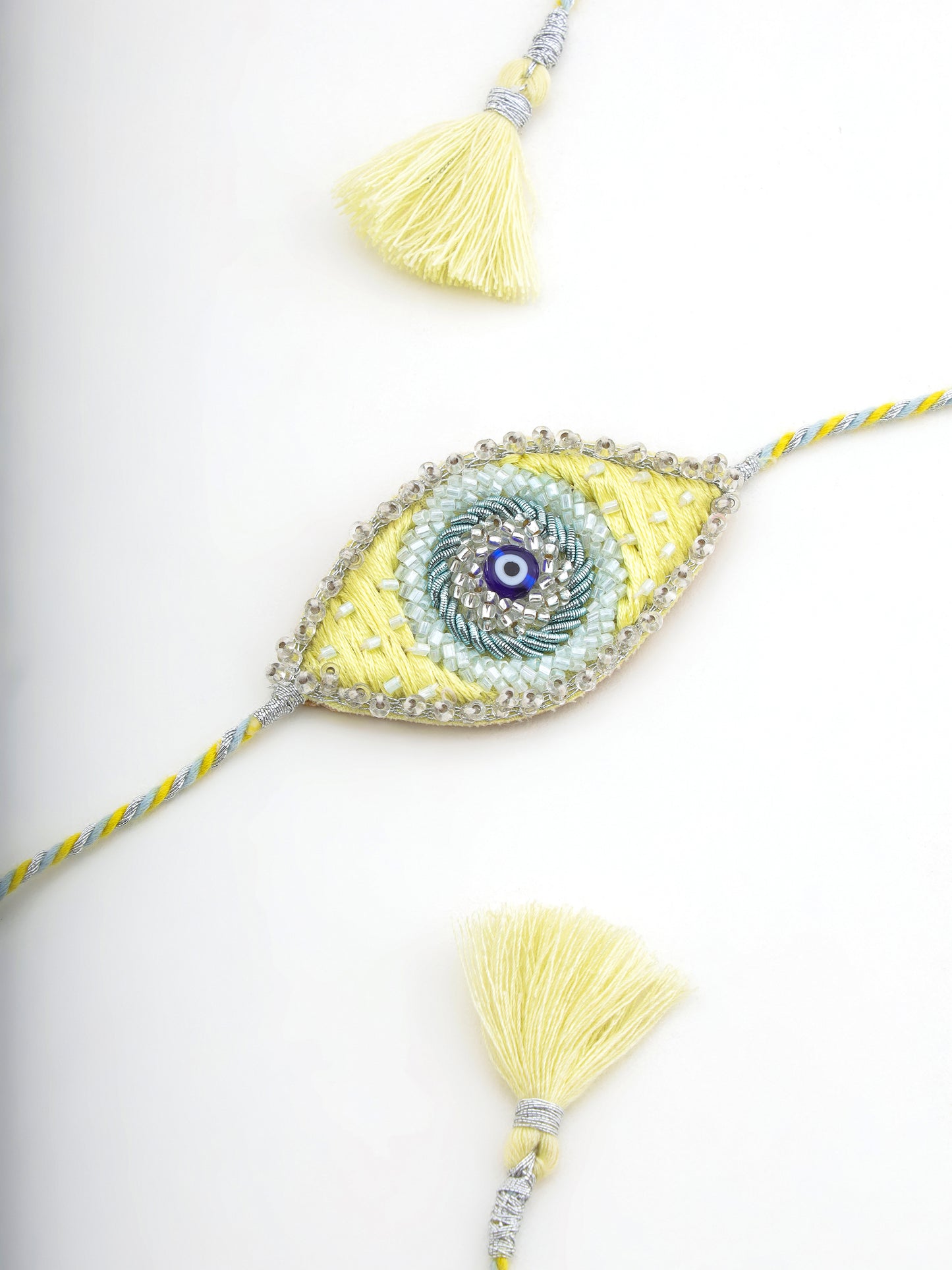 Evil Eye Yellow Rakhi & Evil Eye Pink Lumba Rakhi (Gift Packaging Available)