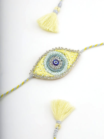 Evil Eye Yellow Rakhi & Evil Eye Pink Lumba Rakhi