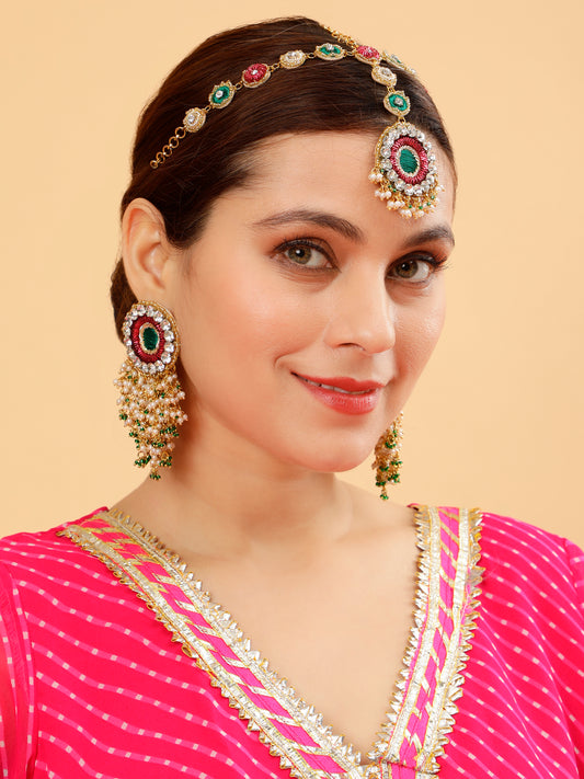 Falguni Green (Earrings & Mathapatti)