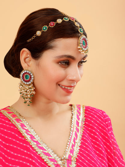 Falguni Green (Earrings & Mathapatti)