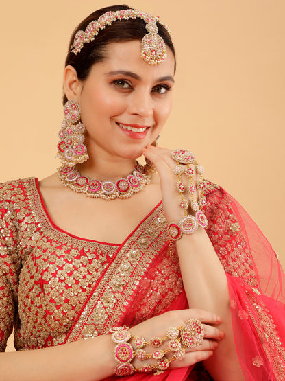 Ramya Rose (Earrings, Mathapatti, Sleek Necklace & Pair of Hathphool)