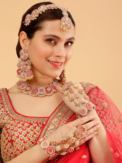 Ramya Rose (Earrings, Mathapatti, Sleek Necklace & Pair of Hathphool)