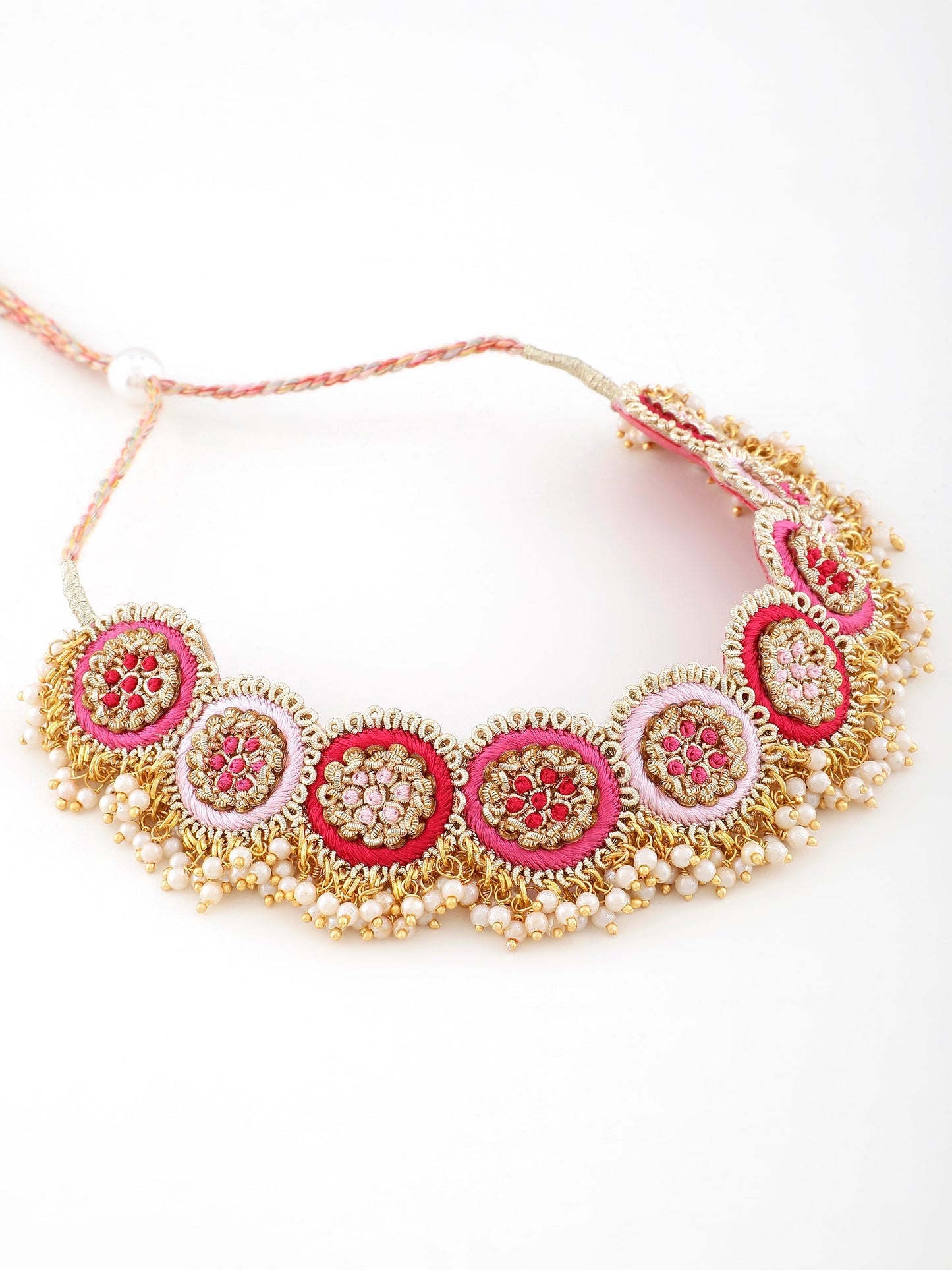 Ramya Rose (Earrings, Mathapatti & Sleek Necklace)