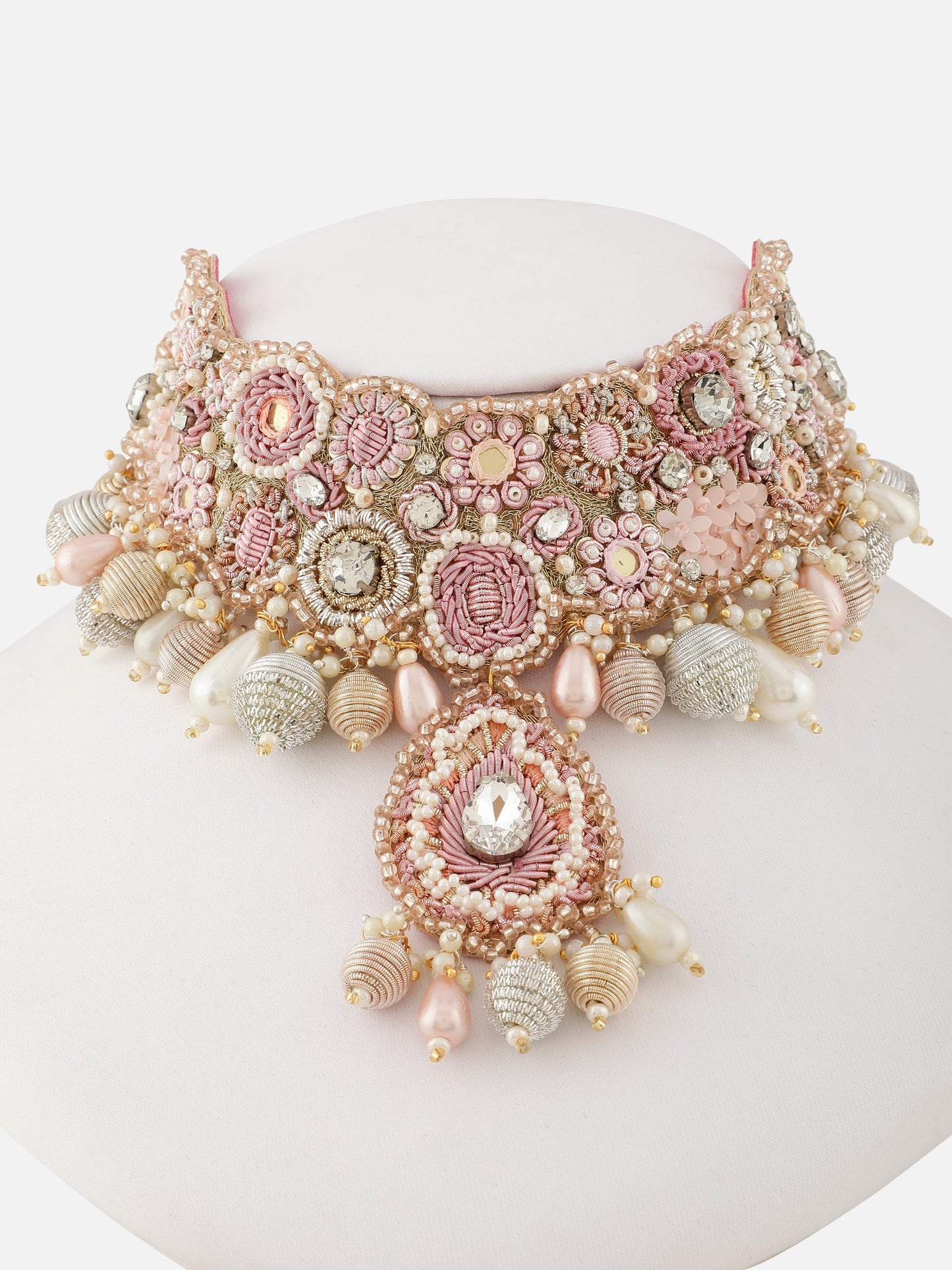 Khoobsurat Pink (Earrings, Mangtikka, Necklace & Pair Of Hathphool)