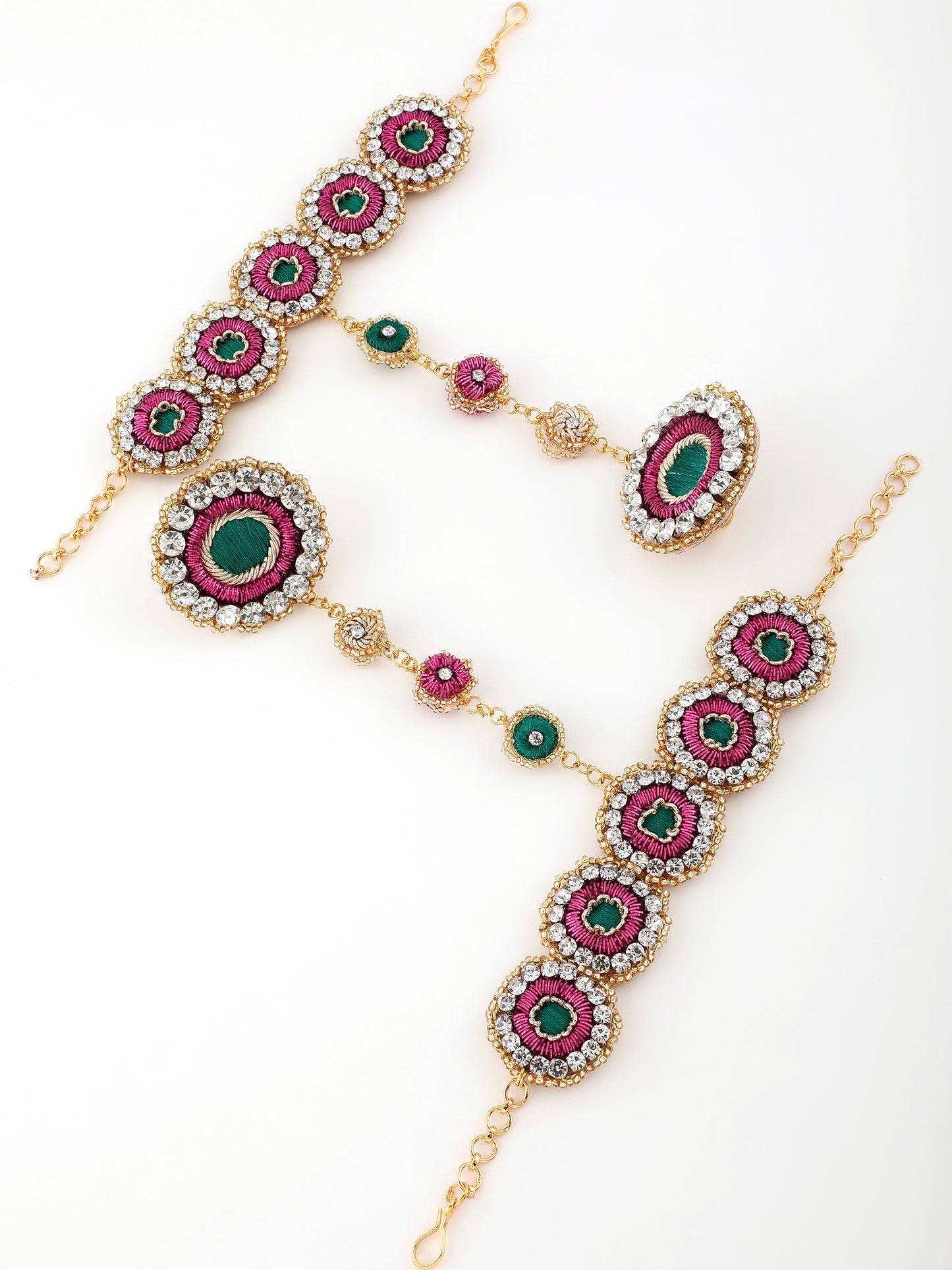 Falguni Green (Earrings, Mangtikka & Pair of Hathphool)