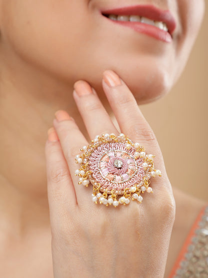 Khoobsurat Pink Round Shape Ring