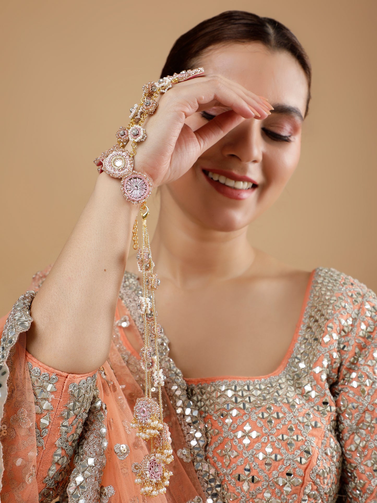 Khoobsurat Pink Pair Of Embroidered Latkans