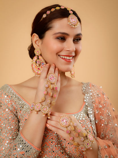 Beaming Bud Orange (Earrings, Mathapatti & Pair Of Haathphool)