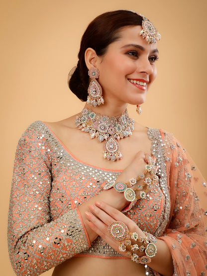 Khoobsurat (Earrings, Mangtikka, Necklace & Pair of Hathphool)