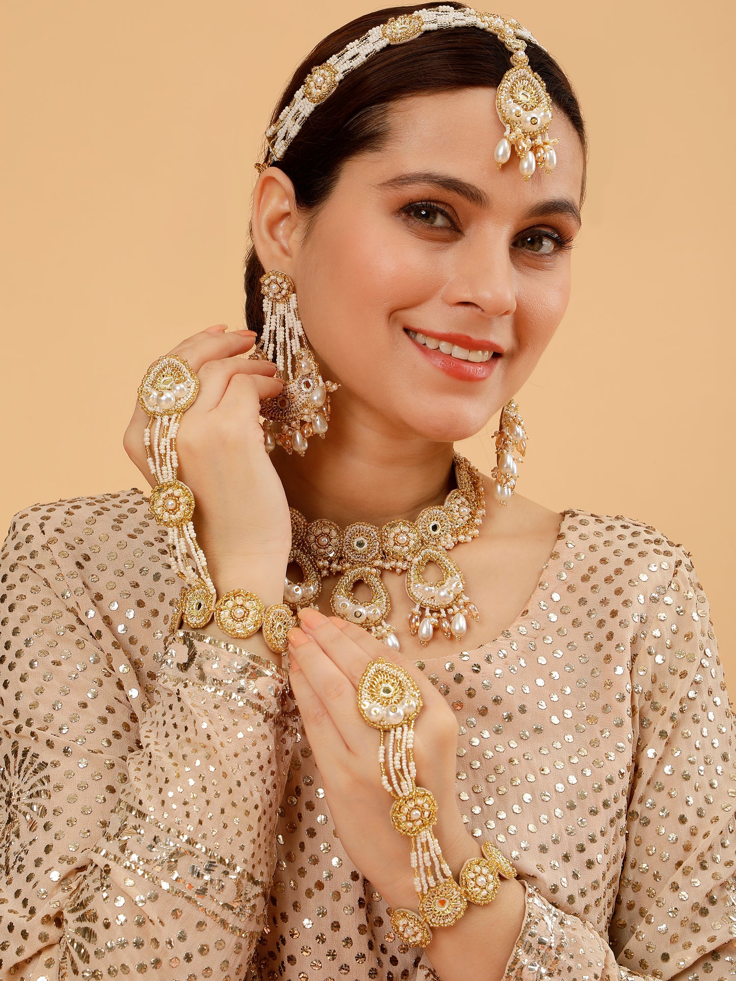 Aarzoo (Earrings, Mathapatti, Neckpiece & Set Of Haathphool)