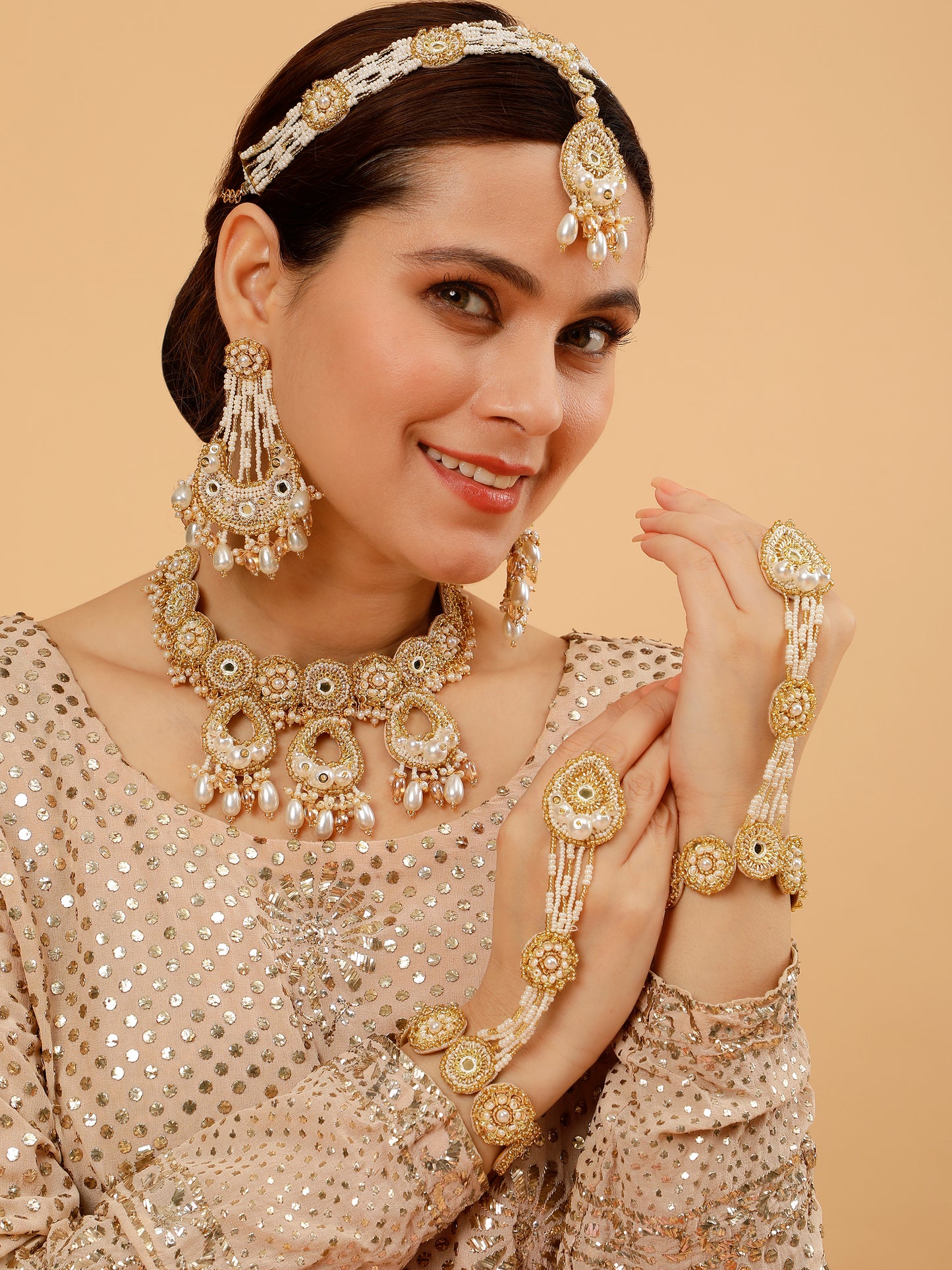 Aarzoo (Earrings, Mathapatti, Neckpiece & Set Of Haathphool)