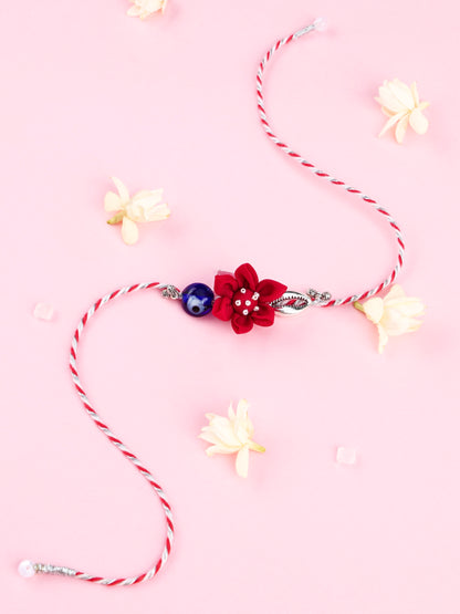 Handmade Floral Evil Eye Brother Rakhi - Red  for Raksha Bandhan gifting