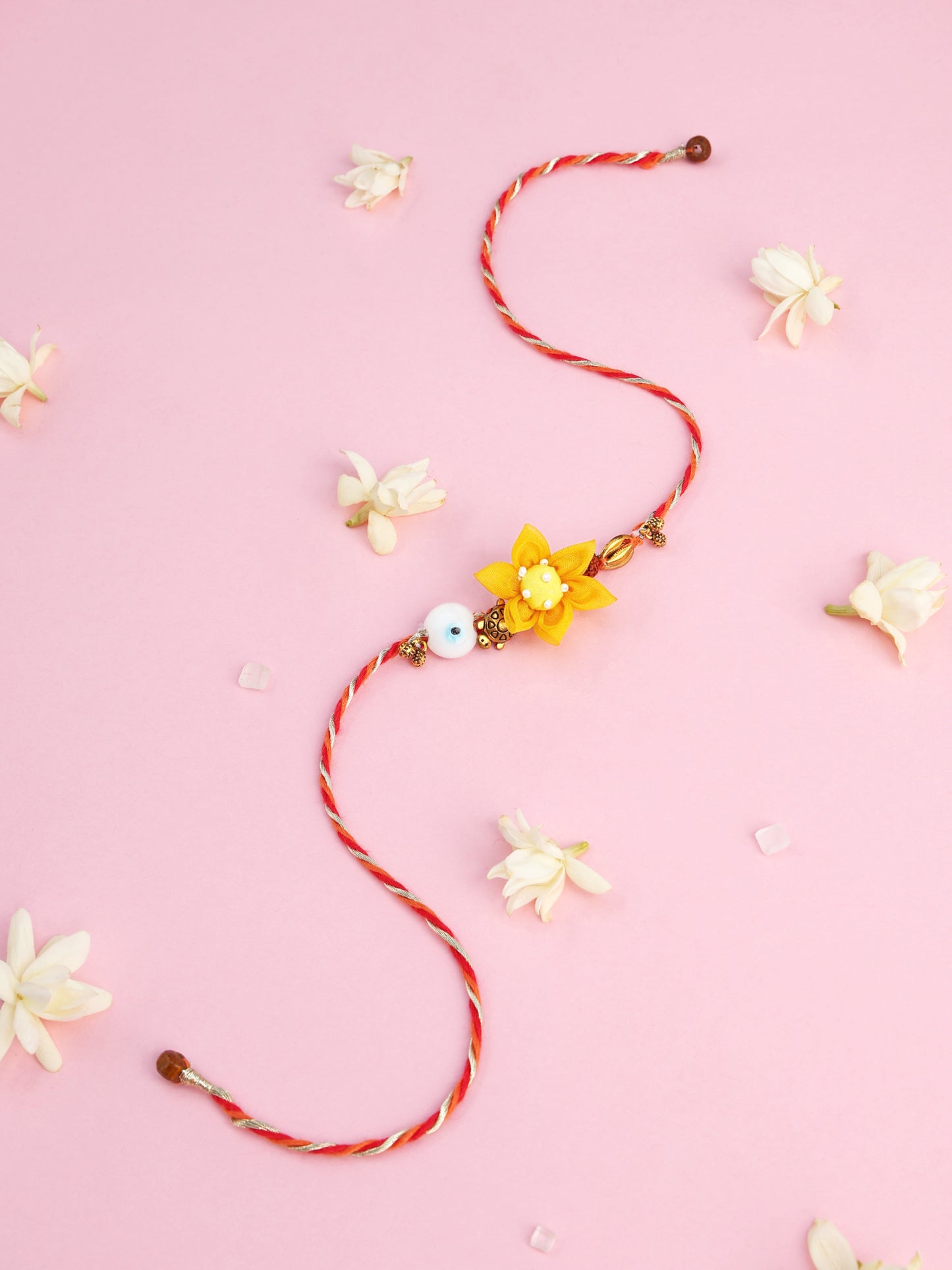 Floral Evil Eye Brother Rakhi - Yellow