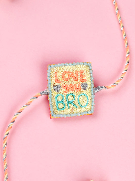 Handmade Love You Bro Pastel Brother Rakhi for Raksha Bandhan gifting