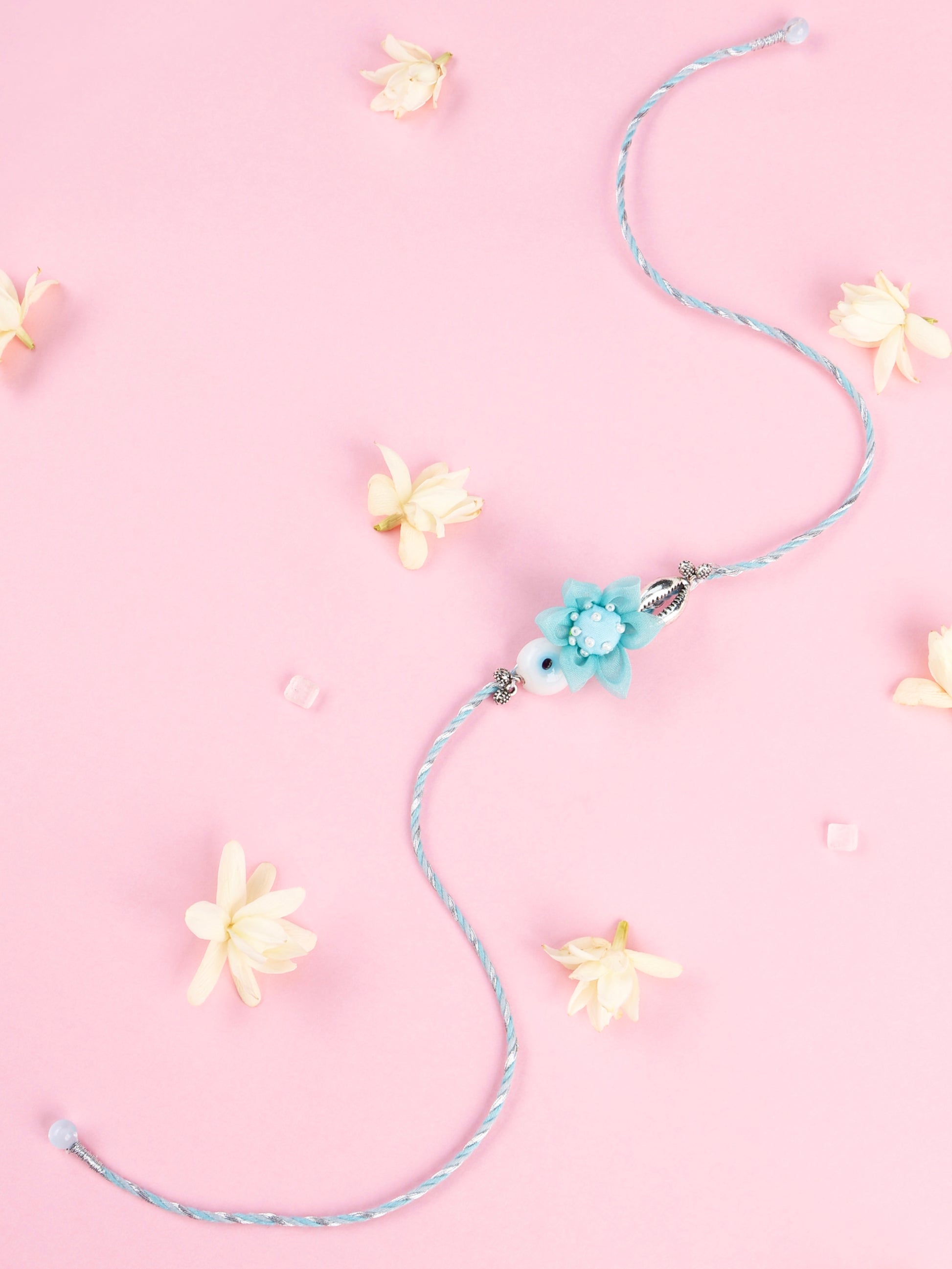 Handmade Floral Evil Eye Brother Rakhi - Blue  for Raksha Bandhan gifting