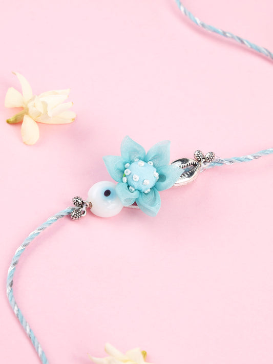 Floral Evil Eye Brother Rakhi - Blue - Rakhi for Brother by Tonoto
