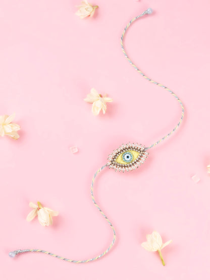 Handmade Evil Eye Yellow Brother Rakhi 2026 for Raksha Bandhan gifting