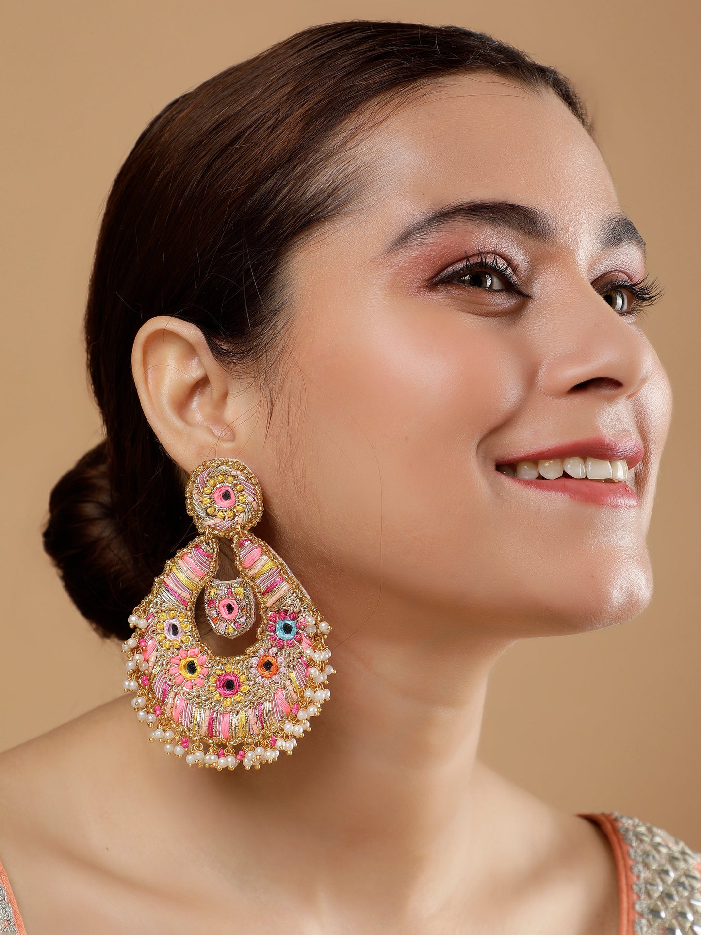 Beaming Bud Orange (Earrings, Mathapatti & Pair Of Haathphool)