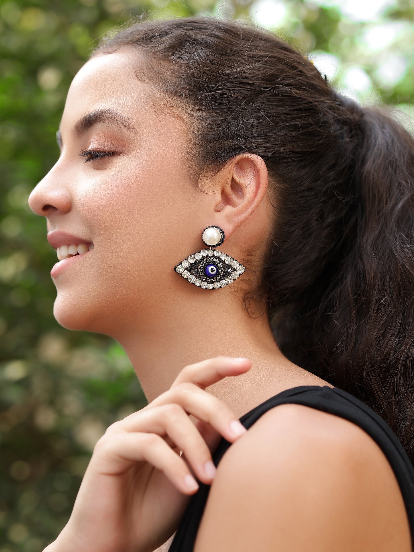 Evil Eye Earrings - Black