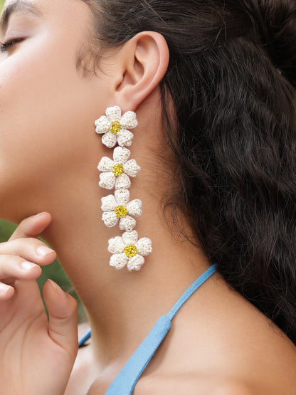 Bloom Drop Earrings - White