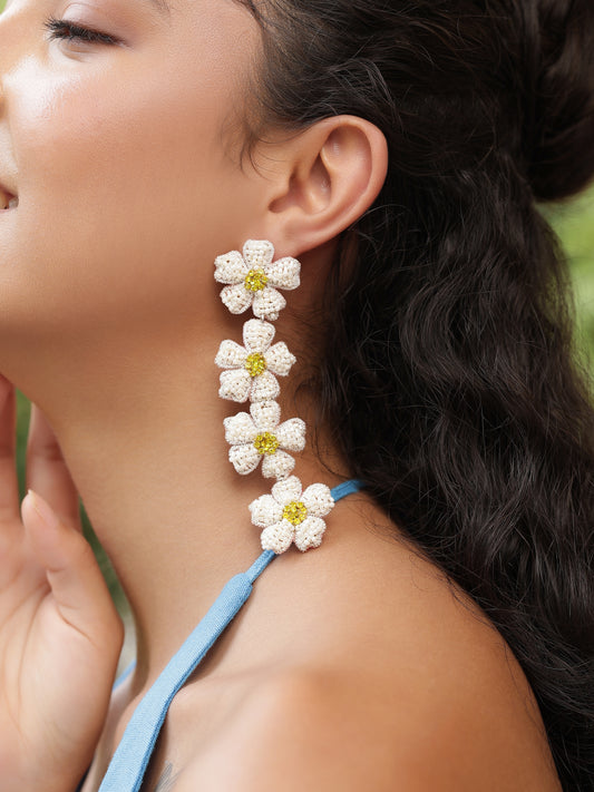 Bloom Drop Earrings - White