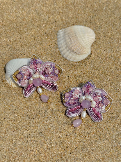 Lavender Rose Earrings