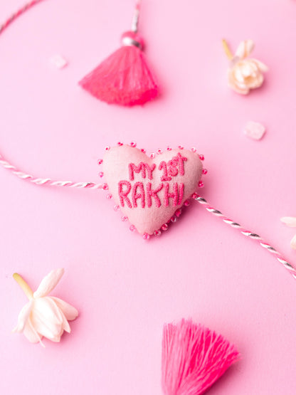 Decorative baby rakhi with heart shaped 3D my 1st rakhi text