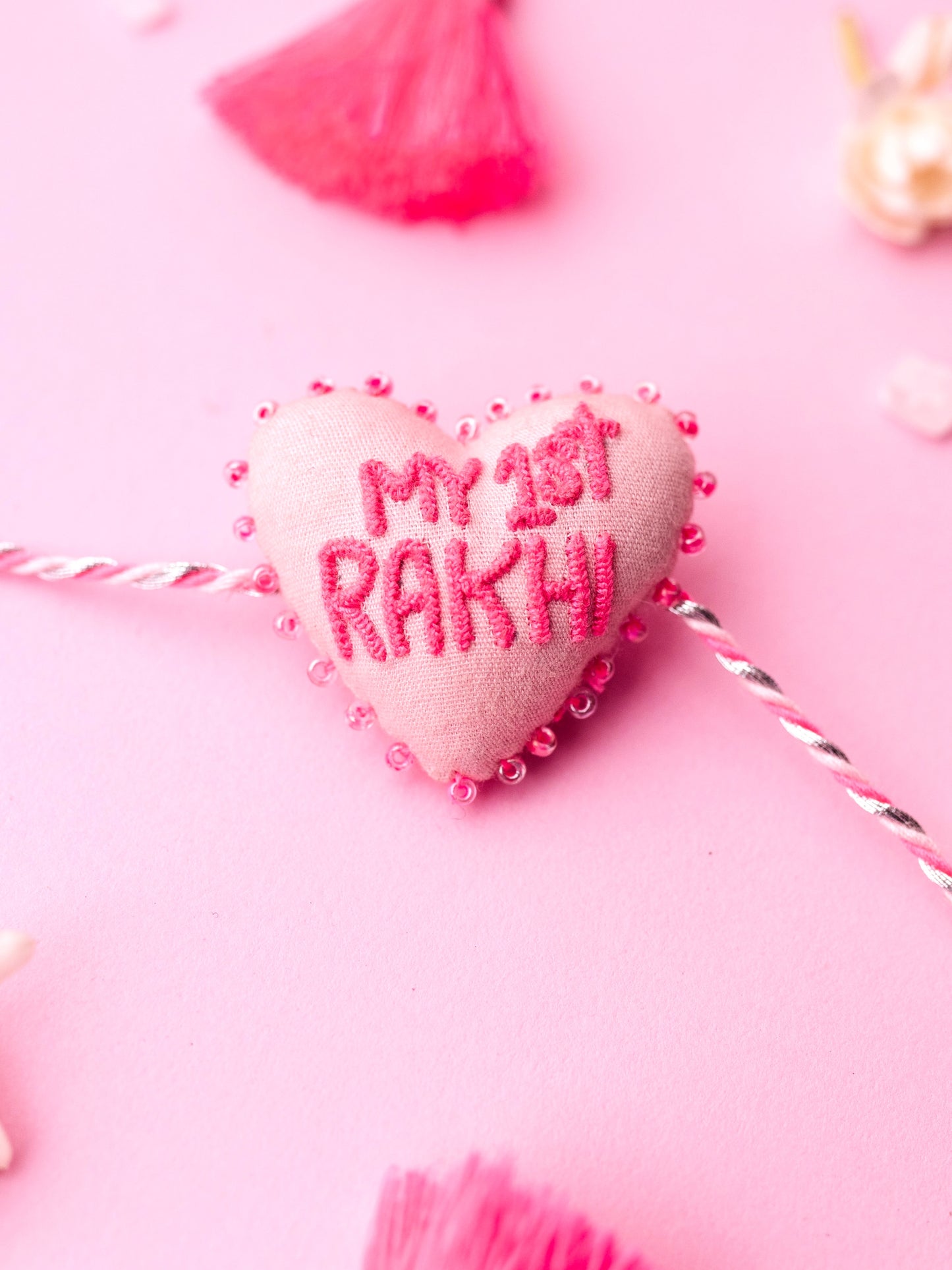 Decorative baby rakhi with heart shaped 3D my 1st rakhi text