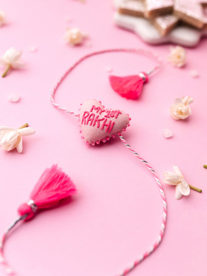 Decorative baby rakhi with heart shaped 3D my 1st rakhi text