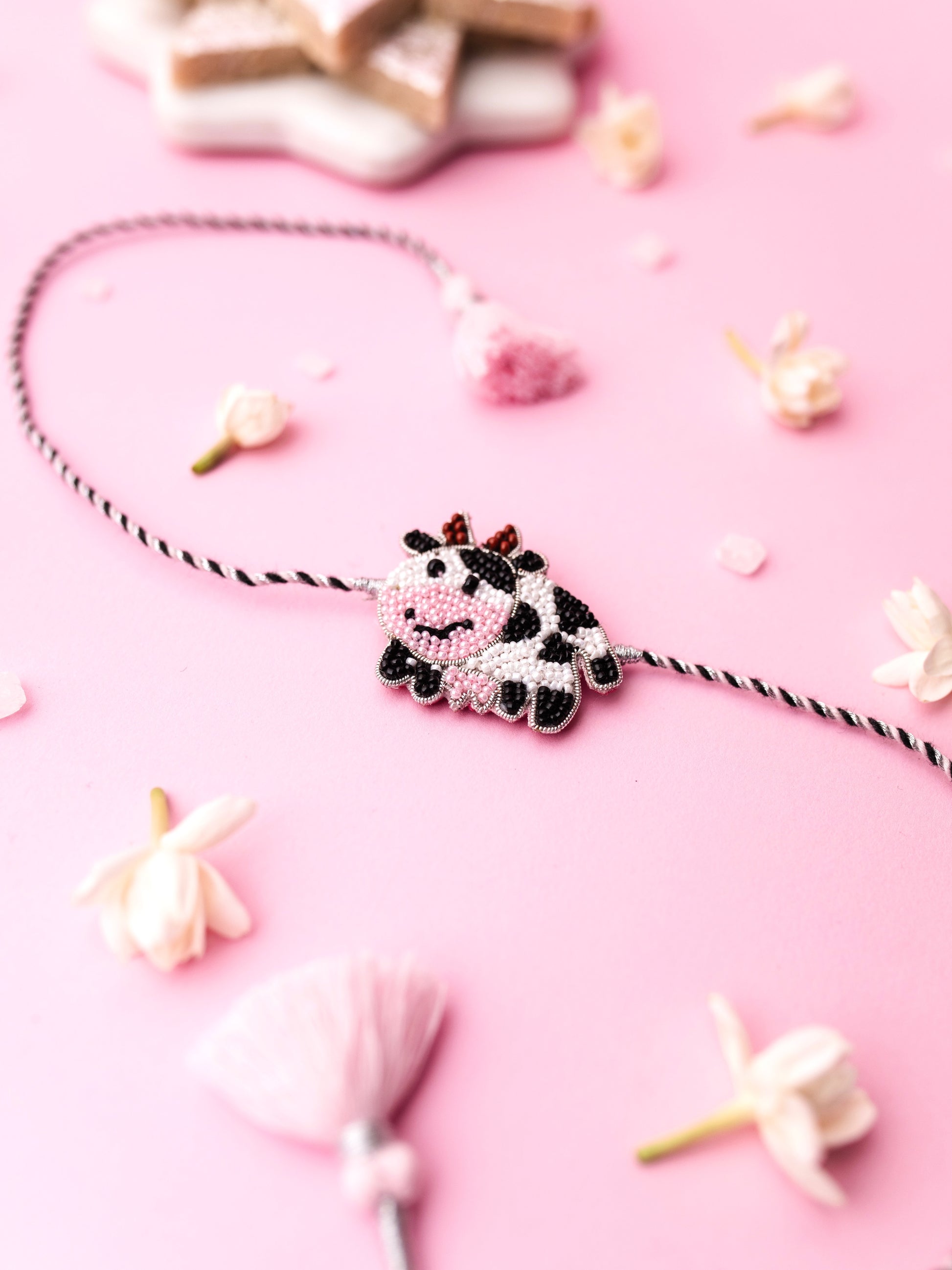 Decorative cow kids rakhi