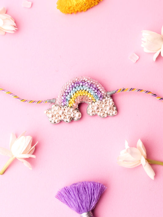 Decorative rainbow kids rakhi